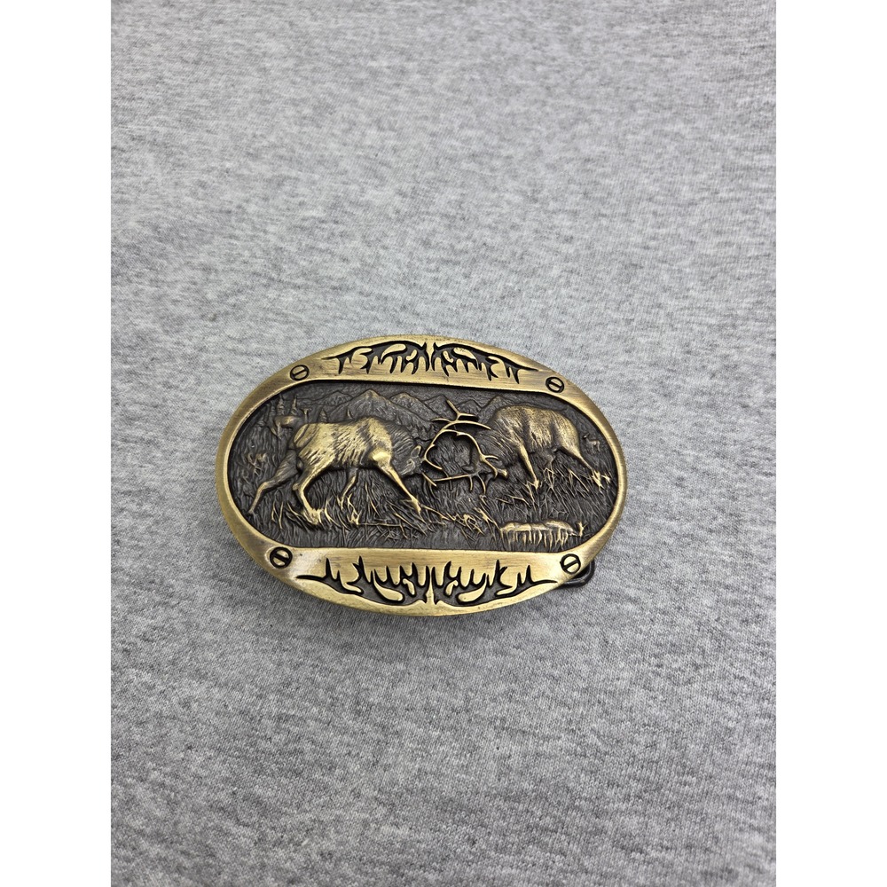 Montana Silversmiths Fighting Elk Solid Brass Heritage Buckle